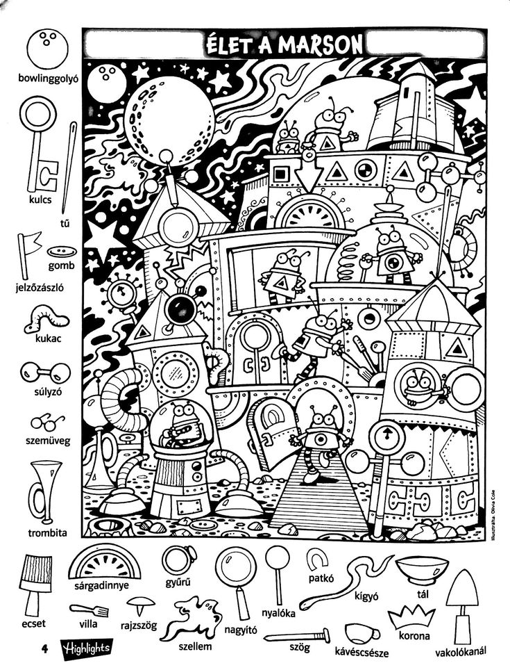 a coloring page with an image of a castle and other things