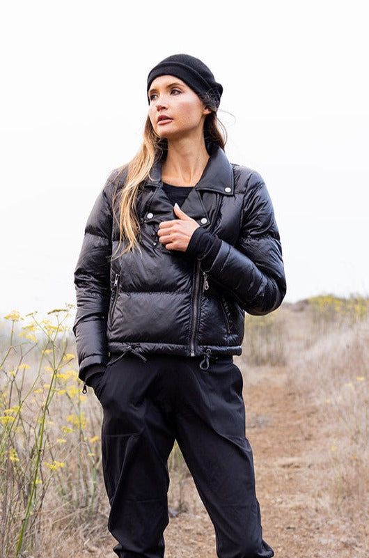 Make boss moves in the Faux Leather MotoPuffer. It’s cold-weather-approved and done in our luxe, buttery faux leather for comfort and warmth. Zippered side pockets keep essentials secure and the classic, chic fit makes it a must-have season after season. Functional Quilted Puffer Jacket For Fall, Black Winter Travel Puffer Jacket, Casual Leather Puffer Jacket For Cold Weather, Black Puffer Outerwear For Travel, Black Fall Travel Puffer Jacket, Fall Travel Black Puffer Jacket, Black Puffer Jacket For Travel, Black Leather Puffer Jacket For Cold Weather, Urban Style Waterproof Puffer Jacket For Fall