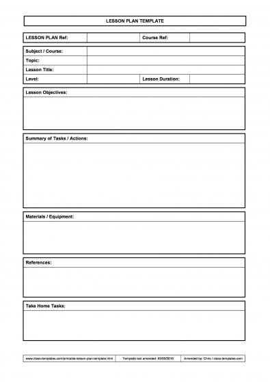 lesson plan template for students to use in the classroom or at home, with instructions and examples