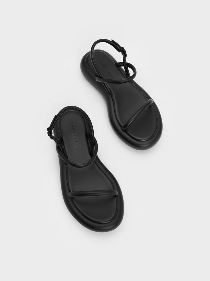 Keiko Padded Flatform Sandals, Black, hi-res Charles And Keith Sandals, Minimalist Sandals, Black Minimal, Double Strap Sandals, Flatform Sandals, Faux Leather Heels, Size Chart For Kids, Charles Keith, Confidence Boost