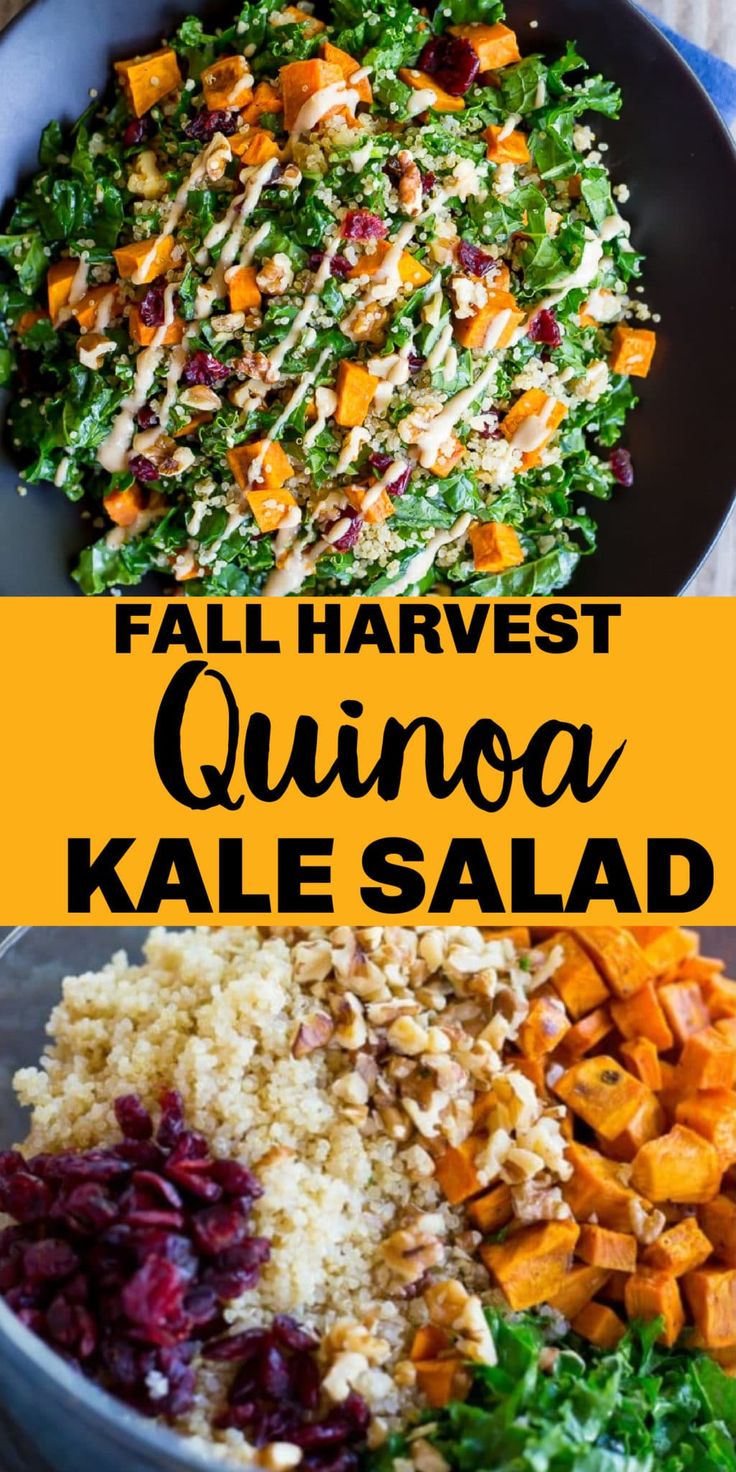 fall harvest quinoa kale salad is the perfect side dish