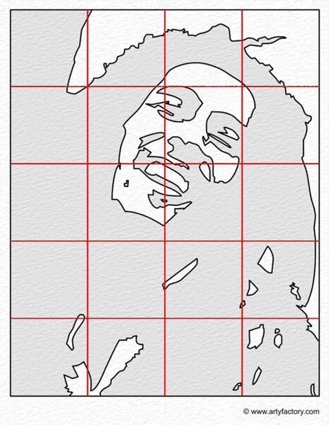 a drawing of a man's face on a grid