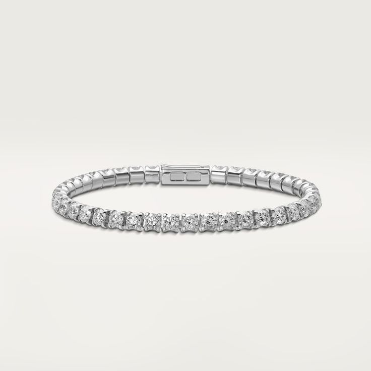 Essential Lines bracelet Cartier Fine Jewelry Bracelet With Diamond Accents, White Diamond Bracelet In Platinum Luxury Style, Classic Cartier Bracelets For Wedding, Cartier Bracelets With Brilliant Cut, Cartier White Gold Diamond Bracelet With Accents, Cartier Diamond Bracelet For Wedding, Dazzling Platinum Tennis Bracelet With Jubilee Style, Dazzling Platinum Diamond Bracelet For Formal Occasions, Dazzling Platinum Jubilee Tennis Bracelet