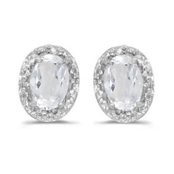 Diamond and White Topaz Earrings 14k White Gold (1.14ct) Oval Diamond Earring, White Topaz Earrings, Aquamarine Earrings, Aquamarine Jewelry, Fancy Diamonds, White Gold Earrings, Lovely Earrings, Opal Earrings, Fine Jewellery Earrings