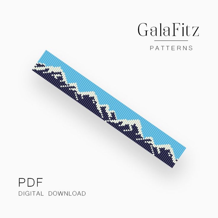 a blue and white beaded bracelet with the words galafiz patterns on it