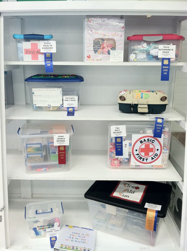 the shelves are filled with various medical supplies