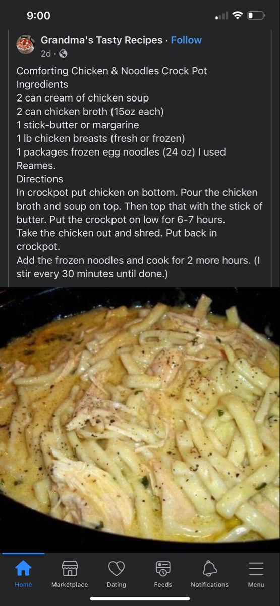 the recipe for chicken noodle casserole is shown