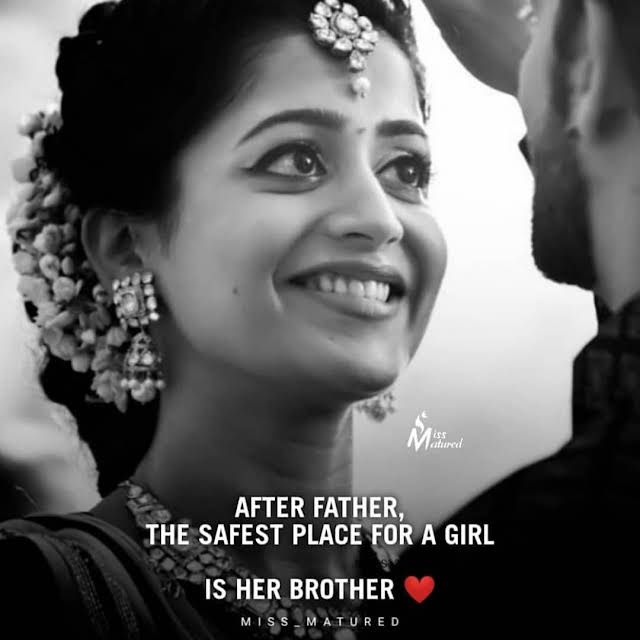 a man and woman smiling together with the caption after father, the safest place for a girl is her brother