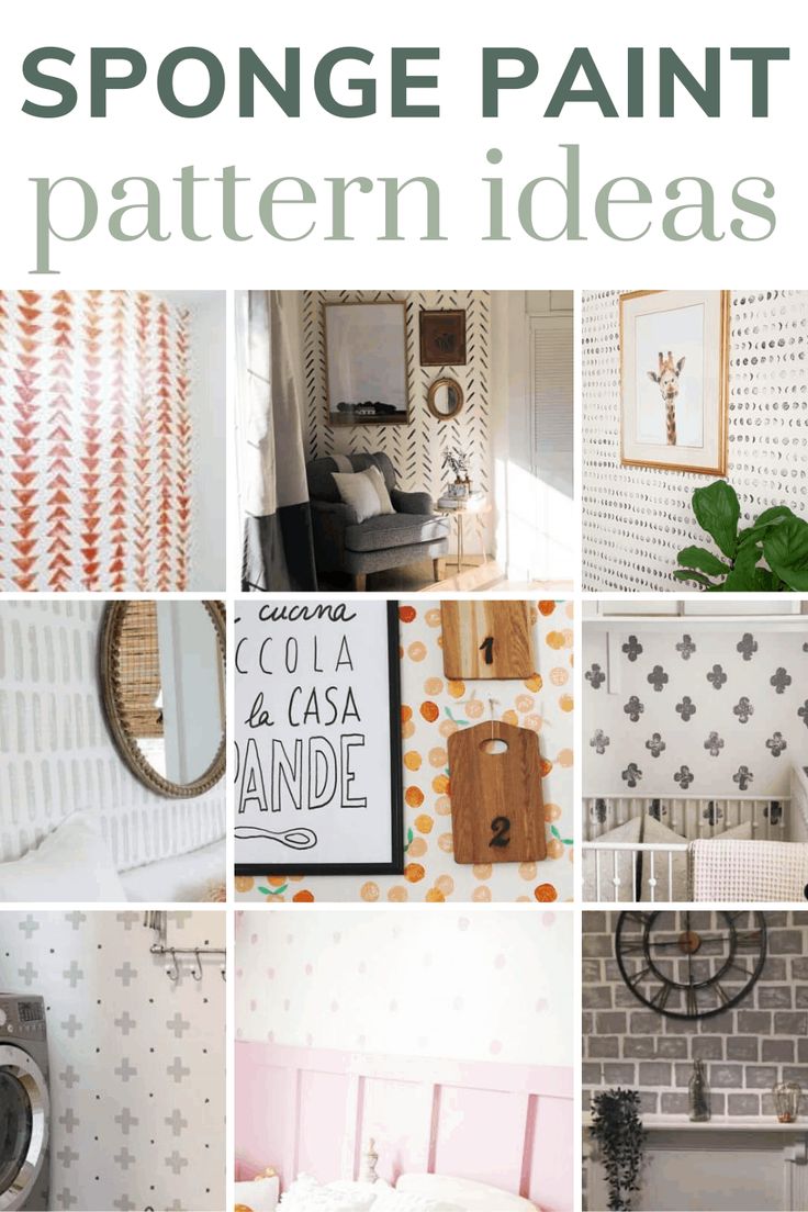 a collage of different pictures with the words sponge paint pattern ideas in white and orange