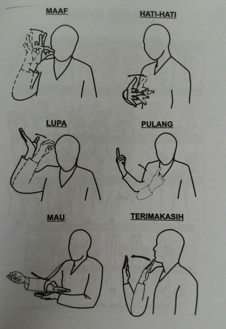 an instruction manual showing how to do different gestures for the person in front of them