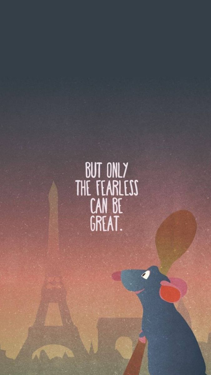 a cartoon dog with the words but only the fearless can be great in front of the eiffel tower