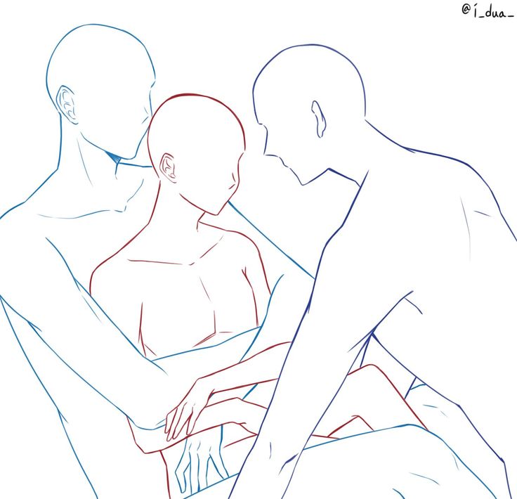 a drawing of two people sitting next to each other, one is touching the other's hand