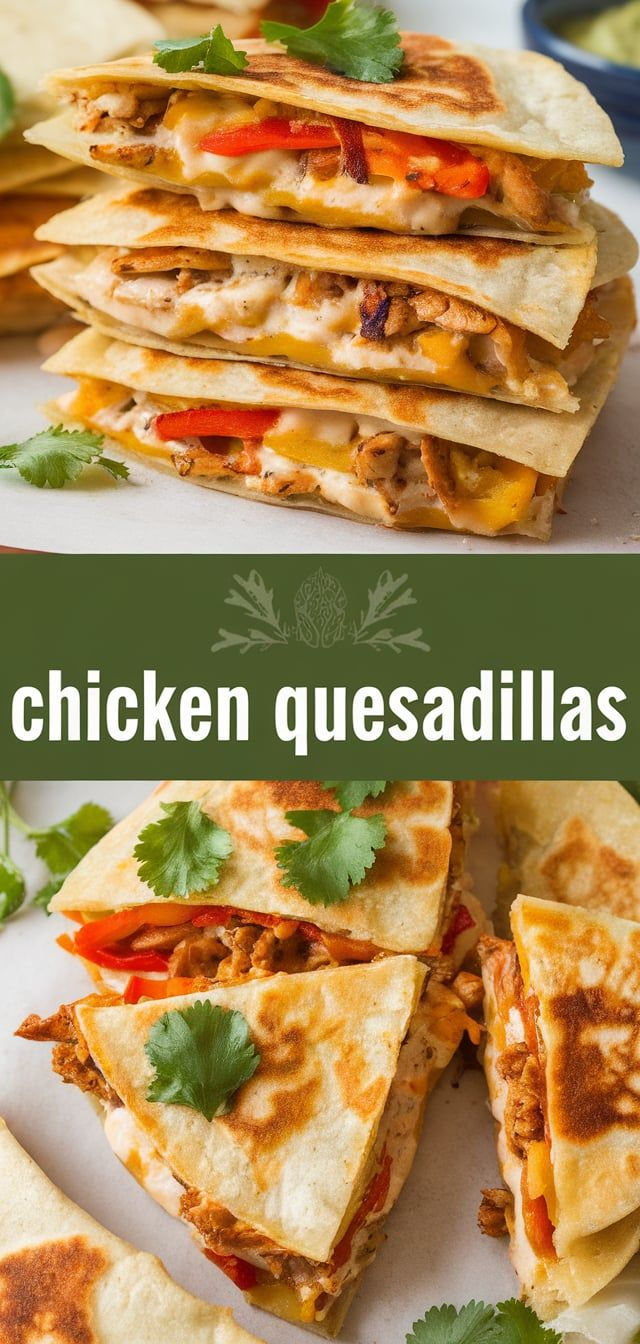 chicken quesadillas stacked on top of each other