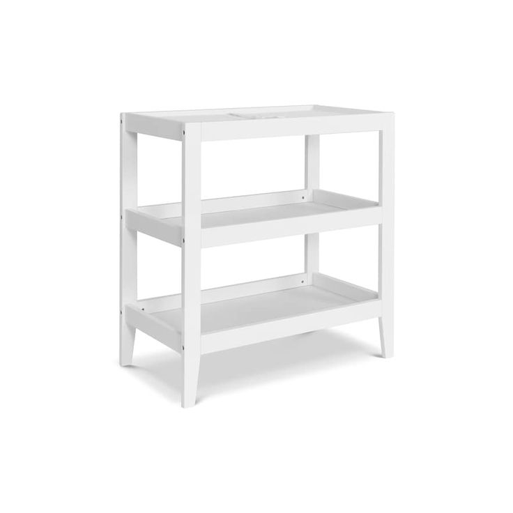 a white shelf with two shelves on each side