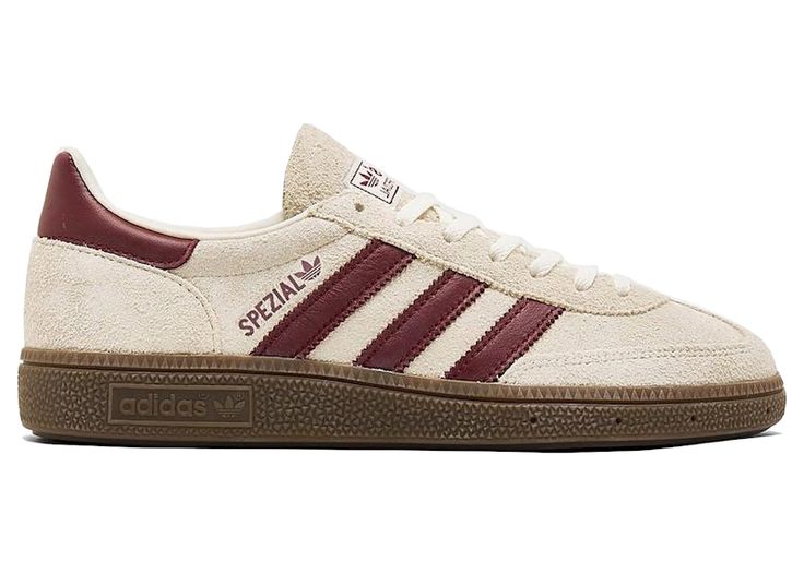 Check out the adidas Handball Spezial Off White Collegiate Burgundy (Women's) available on @StockX Adidas Spezial Burgundy, Spezials Adidas, Realistic Wishlist, Burgundy Adidas, Burgundy Sneakers, Sneaker Adidas, Adidas Outfit Shoes, Dream Wishlist, Adidas Handball Spezial