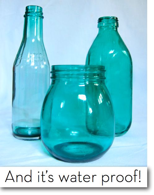 three blue glass jars with one empty bottle and the other half full, both are labeled and it's water proof