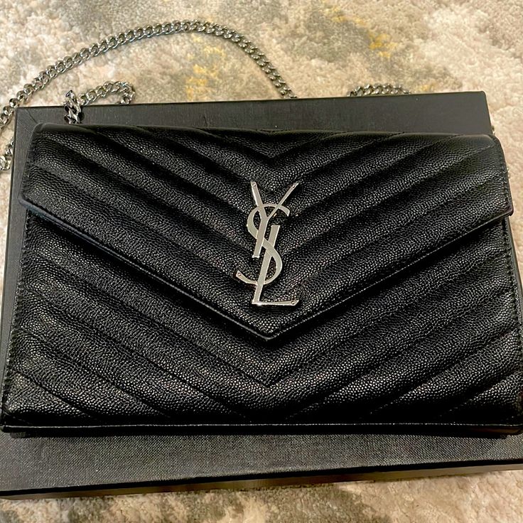 Excellent Condition Like New. Bought In Paris. Come With Box, Card And Receipt. Ysl Mini Wallet On Chain, Bags Ysl, Saint Laurent Bags, Yves Saint Laurent Bags, Box Card, Small Bag, Mini Bag, Yves Saint Laurent, Saint Laurent