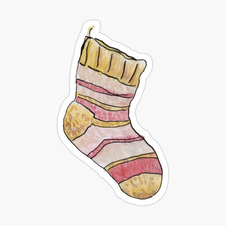 a drawing of a sock that has been drawn with colored pencils on paper sticker