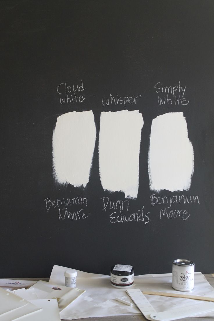 chalkboard with three different shades of white paint