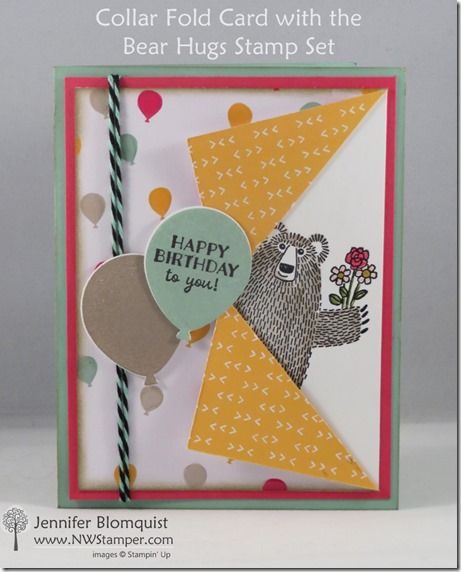 a card with a bear holding a flower