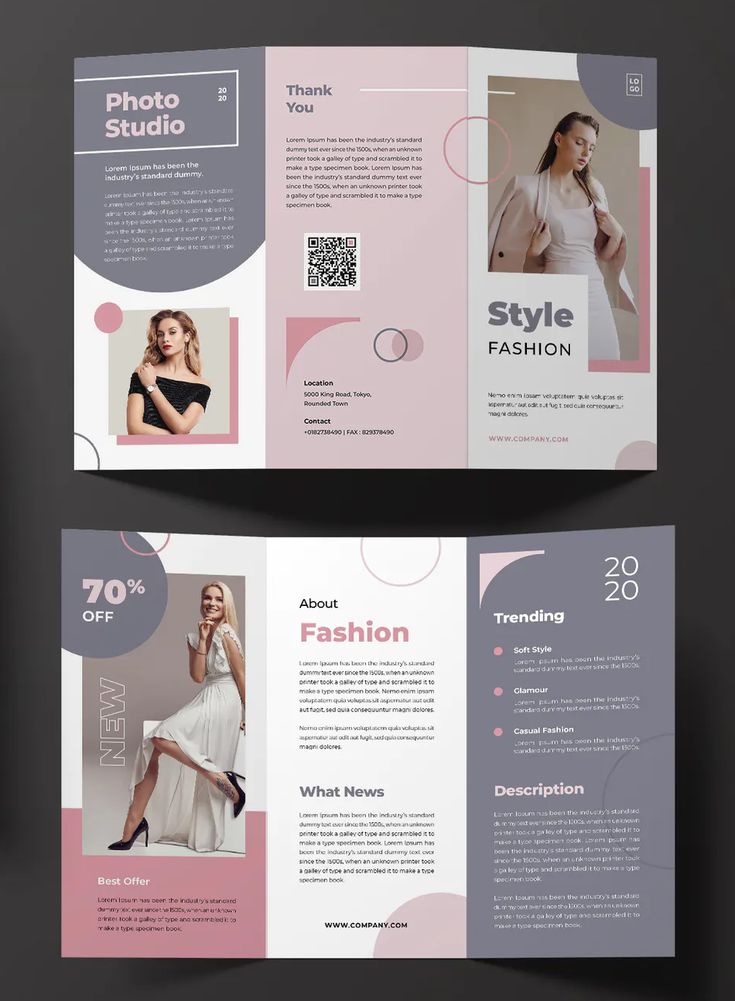 two fold brochure templates with photoshopped images on the front and back