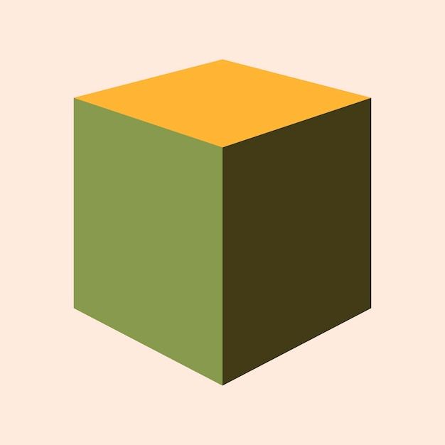 an orange and green cube on a beige background