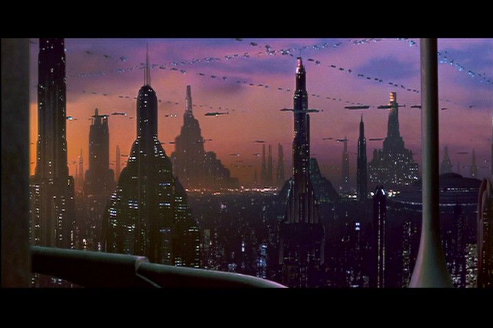 an image of a futuristic city at night