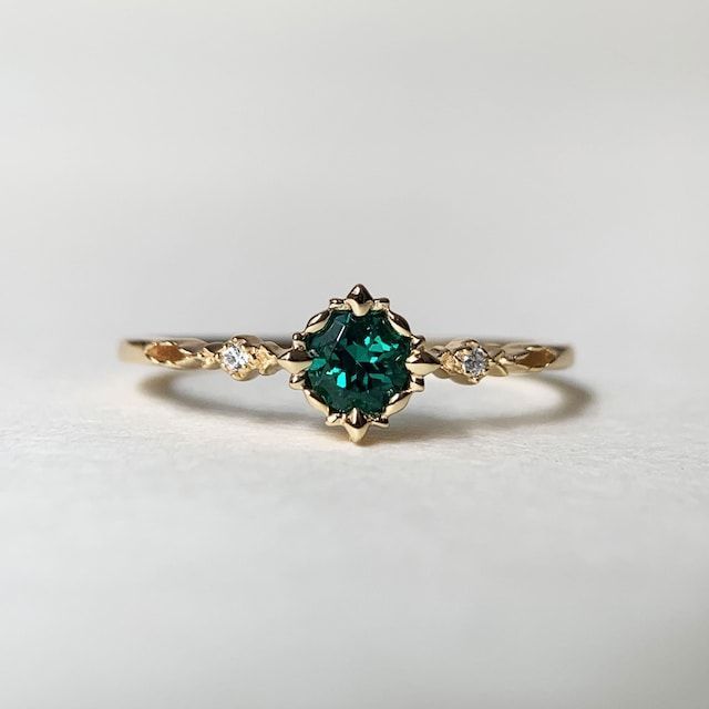 JYNICE - Etsy Emreld Wedding Rings, Dainty Emerald Engagement Ring, Gold And Green Rings, Dainty Whimsical Engagement Ring, Emerald Engagement Ring Simple, Engagement Ring Green Stone, Dark Green Wedding Ring, Dark Green Engagement Ring, Promise Rings Emerald