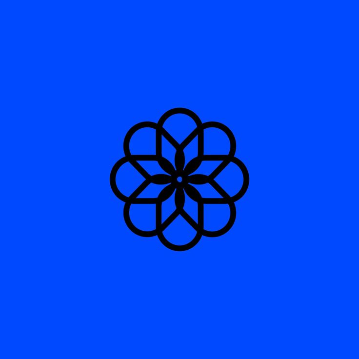 a blue background with a black flower on it's center and the word,