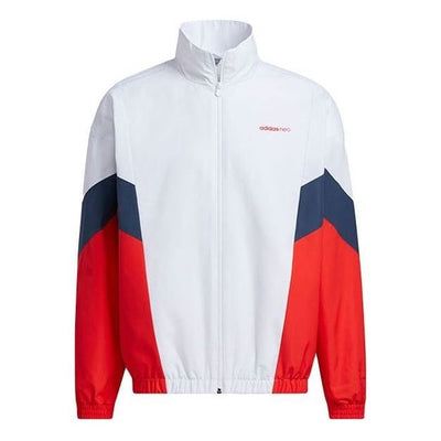 adidas Neo CCNY RP Jackets 'White Red' H45012 (Men's/Casual/Colorblock) White Adidas Logo Functional Outerwear, Adidas Casual Windbreaker, White Adidas Functional Outerwear, Casual Adidas Windbreaker With Logo, White Functional Adidas Outerwear, Functional White Adidas Outerwear, Adidas White Windbreaker For Sports, Adidas White Windbreaker For Outdoor, White Adidas Windbreaker For Outdoor