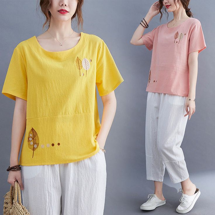 Features: Style: Casual Occasion: Daily Material: Polyester/Linen Sleeves: Short Sleeves Neckline: Round Neckline Pattern: Plaid Type: Casual Women Blouses Season: Summer Size Bust Shoulder Length cm inch cm inch cm inch M 98 39 38 15 53 21 L 102 40 39 15 54 21 XL 106 42 40 16 55 22 2XL 110 43 41 16 56 22 3XL 114 45 42 17 57 22 4XL 118 46 43 17 58 23 Yellow Summer Blouse With Pockets, Yellow Blouse With Pockets For Summer, Yellow Blouse With Pockets, Woman Blouse Casual, Neckline Pattern, Sleeves Women, Linen Short, Women Blouses, Green Blouse