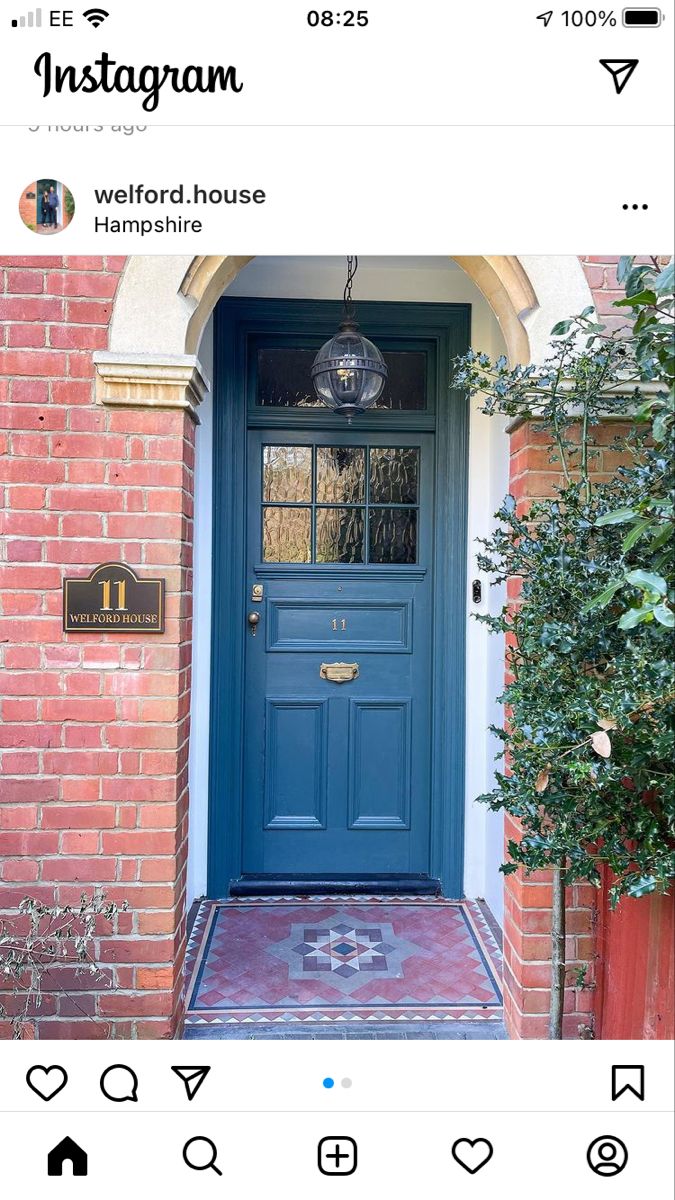 the instagram page on instagram com shows an image of a blue front door