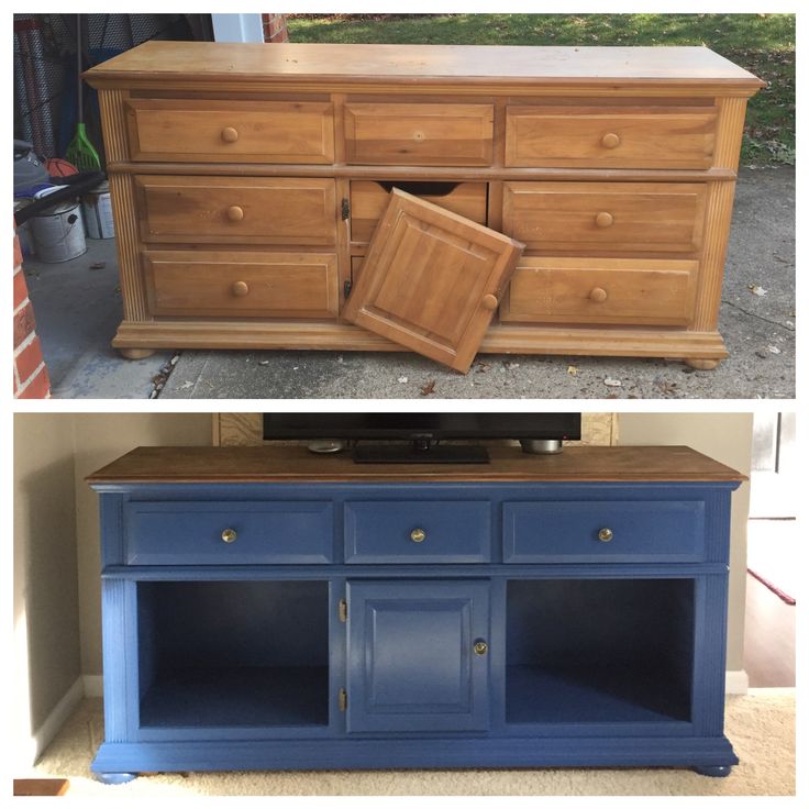 before and after photos of an old dresser