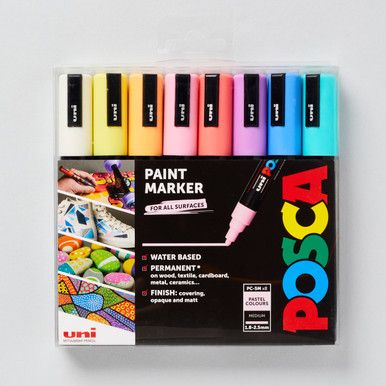 a box of assorted paint markers in different colors