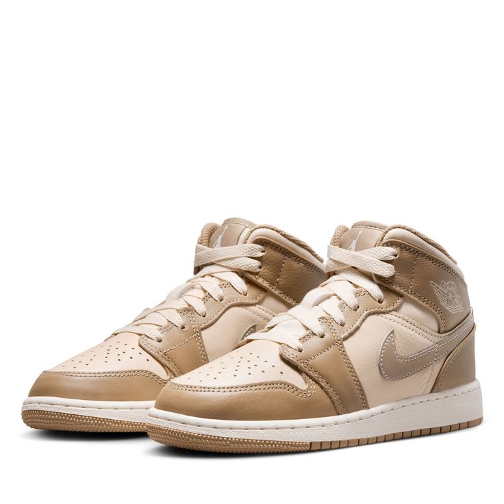 Premium leather upper Perforated toe box Air cushioning Cupsole midsole Rubber outsole Extra laces included Color: Legend Light Brown/Khaki/Phantom Style: HF4781-203 Air Jordan 1 Mid Gs, Cazal Sunglasses, Black Legends, Womens Air Jordans, Air Jordan 12 Retro, Jordan 12 Retro, Retro 1, Jersey Pants, Latest Sneakers