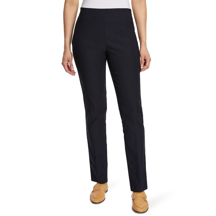 Step into style with these women's Gloria Vanderbilt pull-on trousers.Click on this WOMEN'S GUIDE to find the perfect fit and more! Step into style with these women's Gloria Vanderbilt pull-on trousers. Click on this WOMEN'S GUIDE to find the perfect fit and more! FEATURES Inside mesh tummy slimmer Stretch twill construction Straight hem No closure - pull-on stylingFIT & SIZING Short: 28-in. inseam Regular: 30-in. inseam Long/tall: 32-in. inseam 12.5-in. leg opening Midrise sits on the high hip Fitted Straight Pants With Pull-on Style, Fitted Pull-on Style Dress Pants For Work, Stretch Pull-on Dress Pants For Spring, Spring Stretch Dress Pants With Pull-on Style, Mid-rise Pull-on Style Leggings For Work, Fall Straight Leg Pull-on Leggings, Mid-rise Pull-on Leggings For Work, Fitted Pull-on Style Bottoms For Workwear, Mid-rise Work Pants For Fall