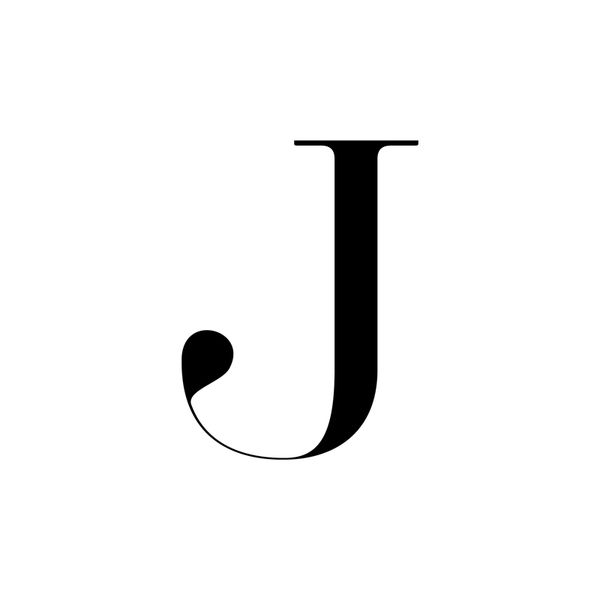 the letter j is shown in black and white