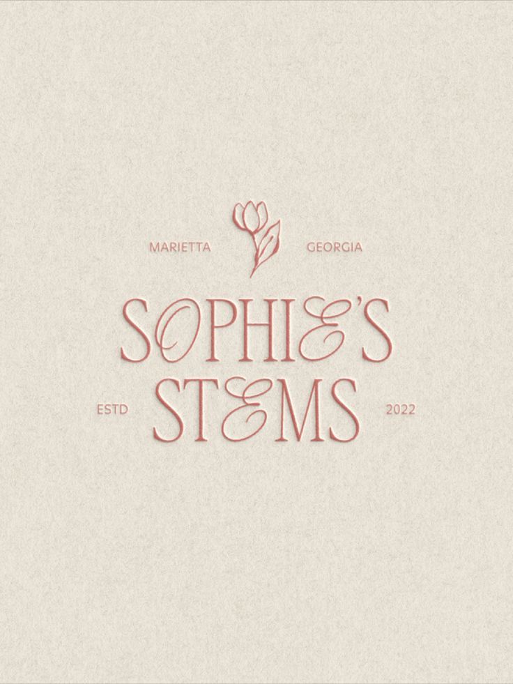 the logo for sophi's stams is shown in pink on a white background