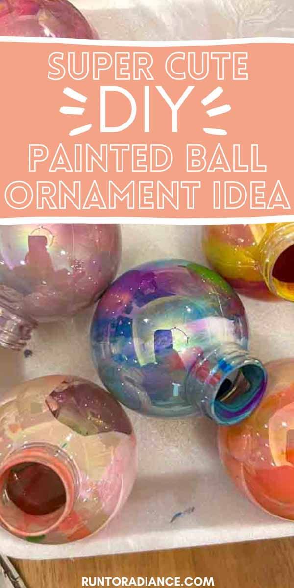 some colorful vases sitting on top of a table with the words super cute diy painted ball ornament idea