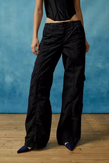 Balletcore Trend | Urban Outfitters | Urban Outfitters Bdg Cargo Pants, Pants Jewelry, Low Waisted Pants, Urban Outfitters Style, Y2k Cargo Pants, Urban Outfitters Pants, Black Cargo Pants, Vibe Clothes, Black Cargo