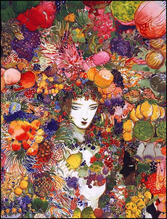 an image of a woman surrounded by flowers