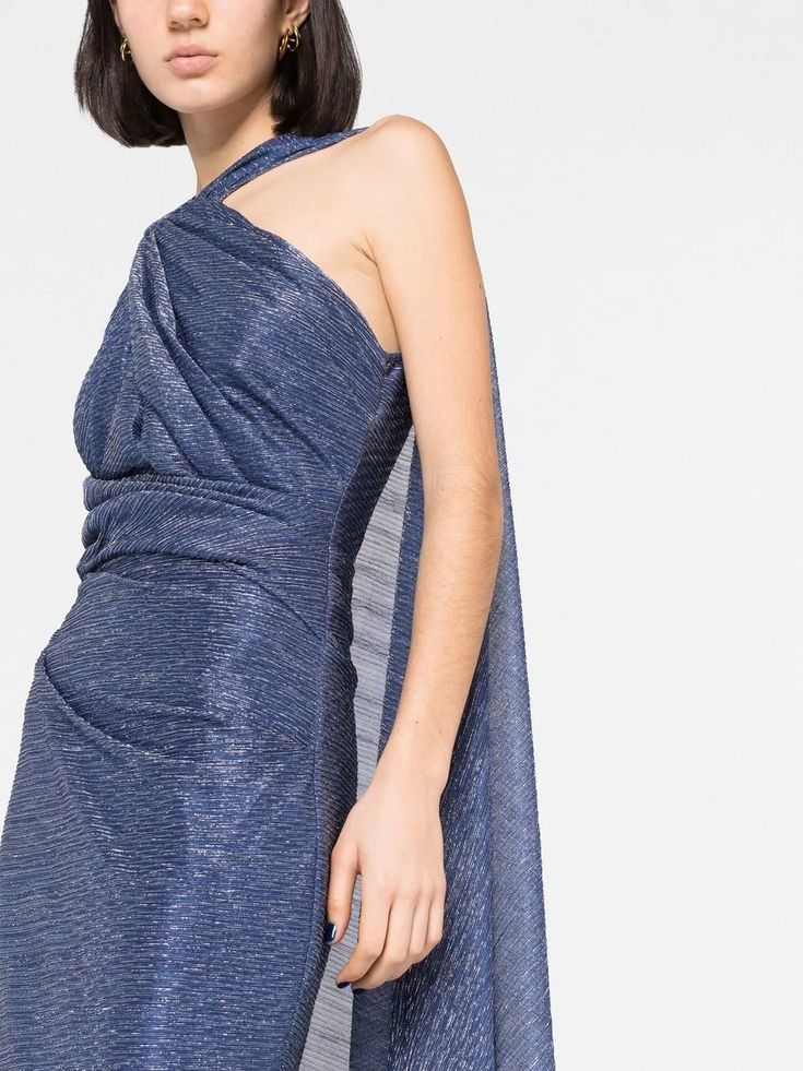 Talbot Runhof draped-detail Gown - Farfetch Gown Blue, Talbot Runhof, Asymmetric Neckline, Floor Length, New Look, Cape, Special Occasion, Top Brands, Fashion Branding