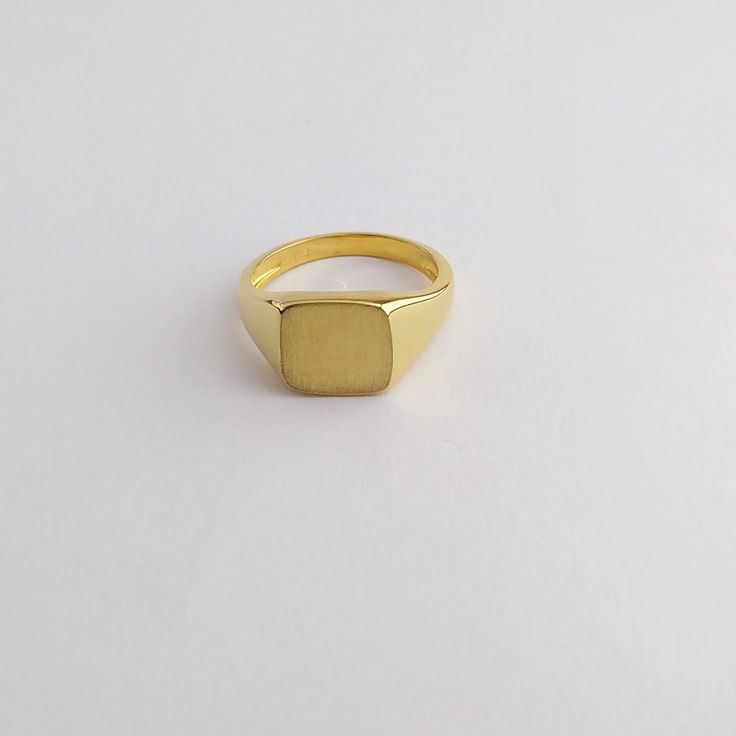 Women Signet Ring, Gold Square Ring, Chevalier Ring, Silver Gold plated,Pinky ring, 14K Solid Gold, 18K Gold Signet Ring, Matte finish Gold Thick Band Ring For Gift, Gold Rings With Thick Band For Gift, 14k Gold Signet Ring For Everyday, Classic Gold Plated Thick Band Ring, 14k Gold Signet Ring With Vs Clarity For Everyday, Classic Gold Plated Ring With Thick Band, Gold Engraved Ring With Vs Clarity For Promise, Everyday Gold Rings Stamped 14k, Gold Sterling Silver Engraved Ring