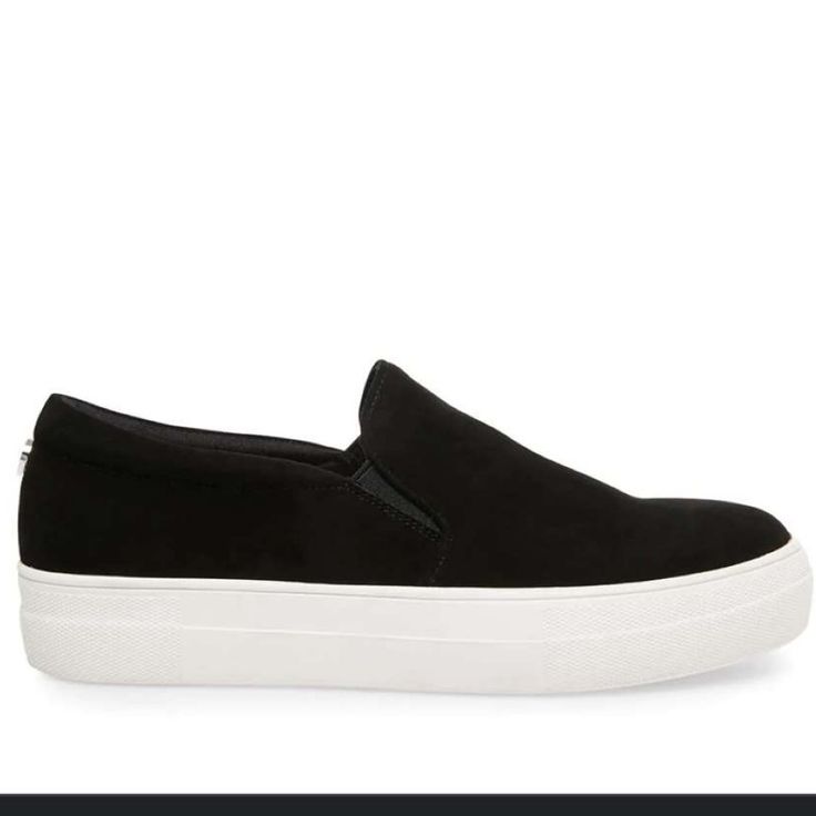 Never Worn Black Slip On Shoes ! Black Suede Sneakers With Flat Heel, Fall Suede Low-top Slip-ons, Trendy Black Low-top Slip-ons, Black Trendy Low-top Slip-ons, Comfortable Black Platform Sneakers With Round Toe, Black Slip-on Sneakers For Fall, Comfortable Black Platform Sneakers With Textured Sole, Trendy Black Leather Slip-on Sneakers, Black Suede Sneakers