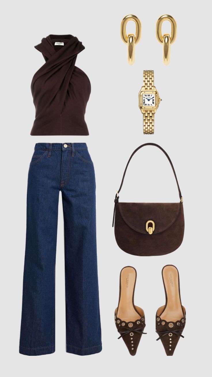 Neutral outfit, classy vibes, simple and chic #brownoutfit #fashion #chicstyle Chill But Classy Outfits, Girly Neutral Outfit, Brown Outfit Ideas, Classy Vibes, Casual Glam, Outfit Classy, Glam Chic, Coastal Granddaughter, Brown Outfit