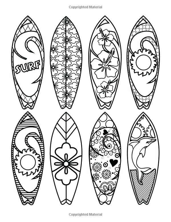 six surfboards with different designs on them