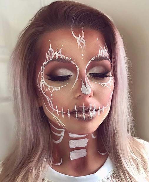 Carnaval Make-up, Unique Halloween Makeup, Make Up Diy, Halloweenský Makeup, Halloween Make-up Looks, Den Mrtvých, Cute Halloween Makeup, Halloween Makeup Ideas, Halloween Makeup Pretty