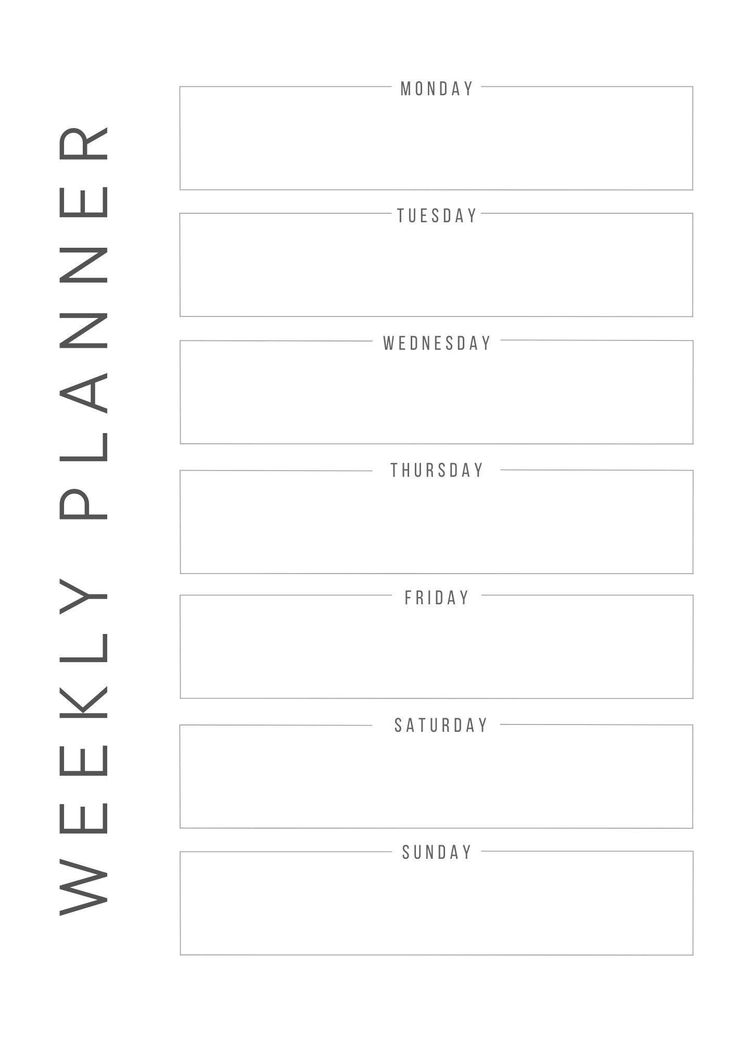 the weekly planner is shown in black and white