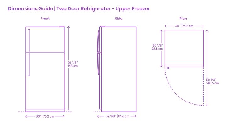 the measurements for two door refrigerator freezer