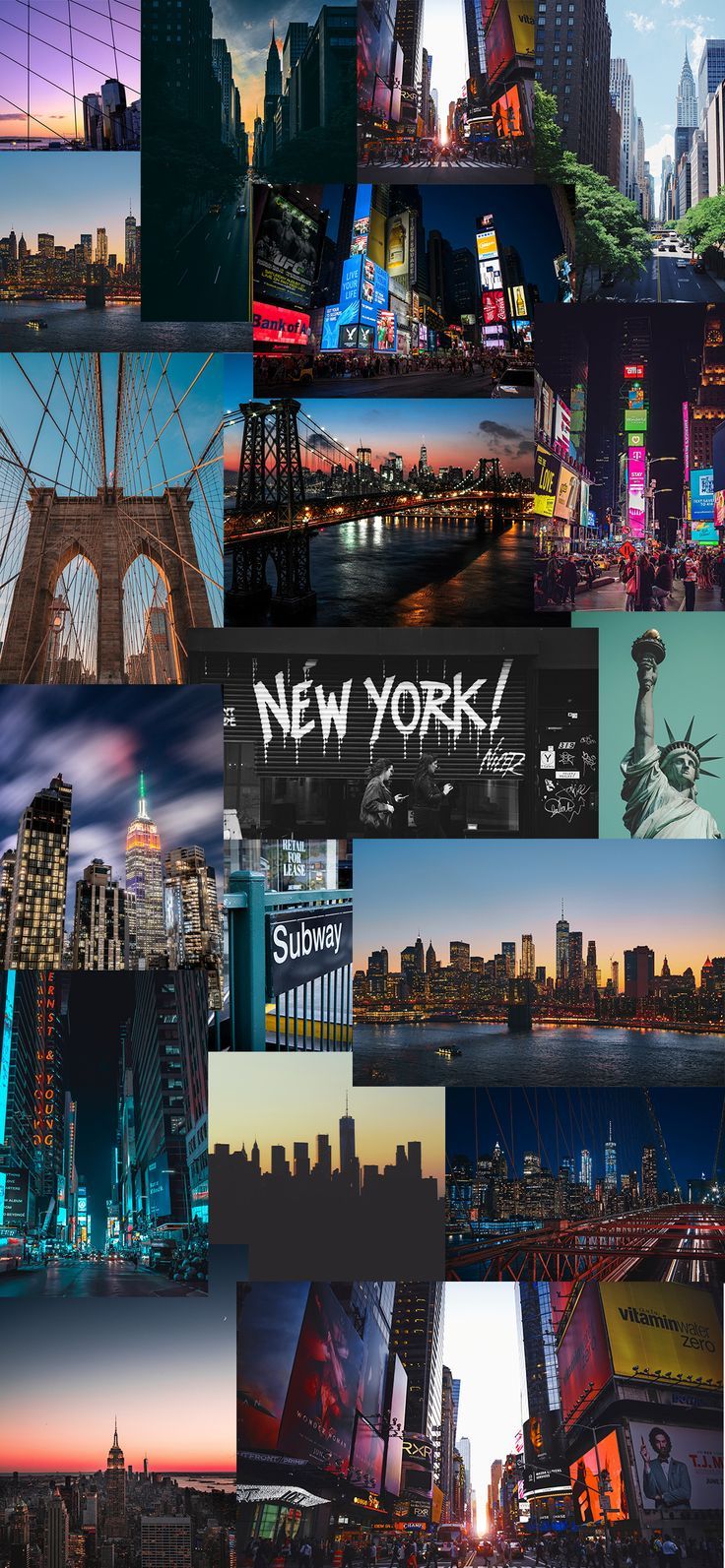 a collage of photos with the words new york on them and images of different cities